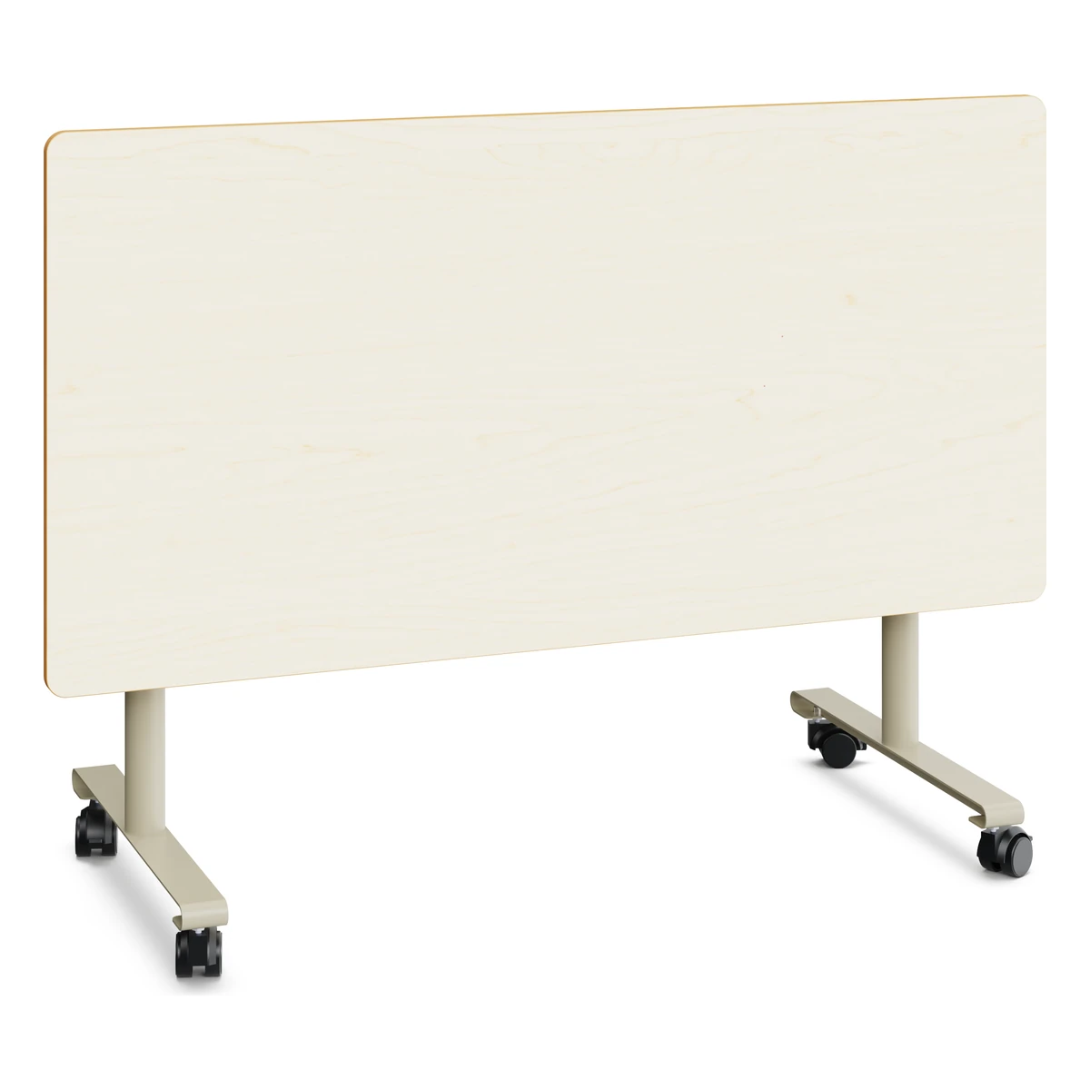 Fahrbarer Klapptisch für Kita und Grundschule mit hochgeklappter Tischplatte