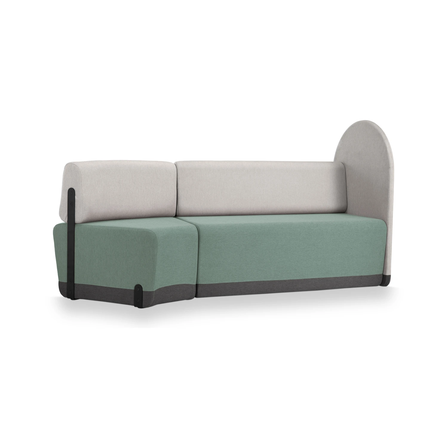 Gerades und gebogenes KALIN-Sofa in Salbei mit seitlicher Trennwand