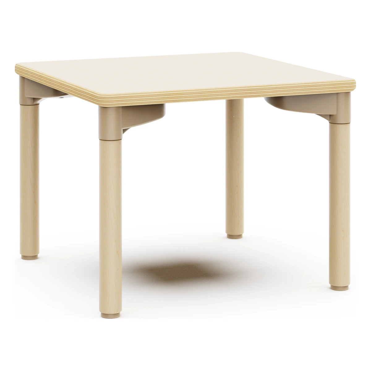 Quadratischer Kindergartentisch aus Holz – 60 × 60 cm mit Tischplatte in Birke