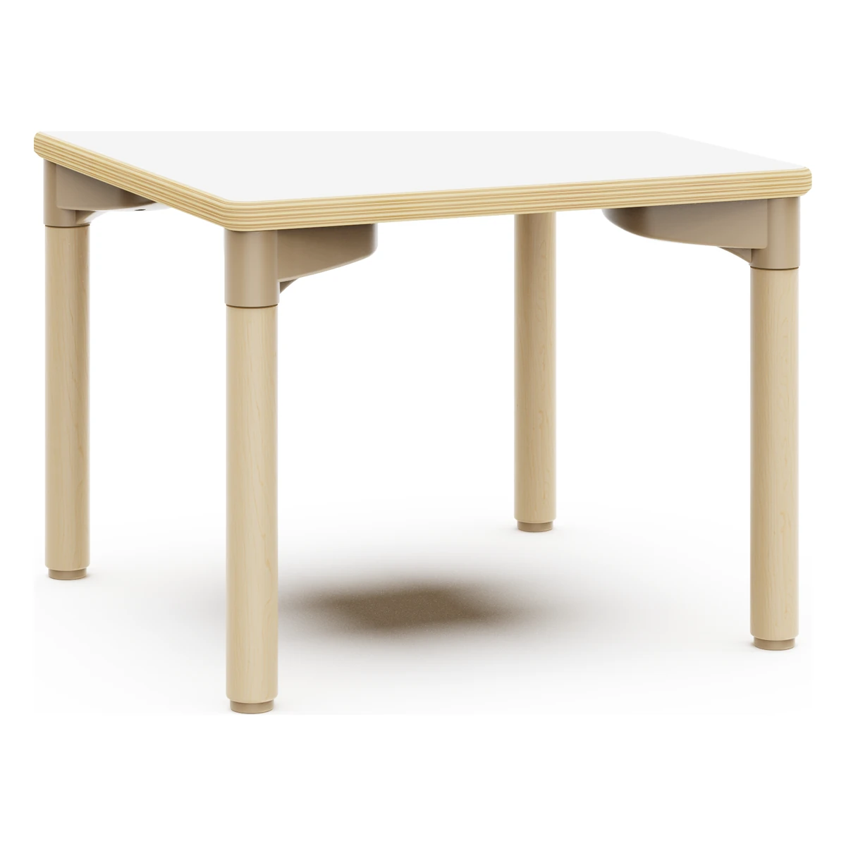 Quadratischer Kindergartentisch aus Holz – 60 × 60 cm mit Tischplatte in Weiß