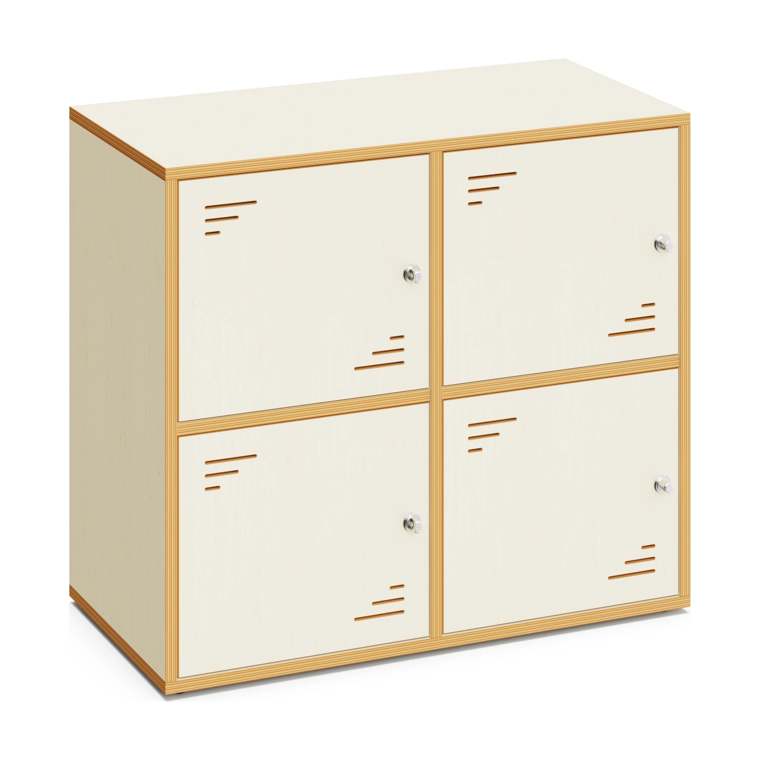 Schließfachschrank LOCKY 2×2 mit 4 Fächern in Ahorn