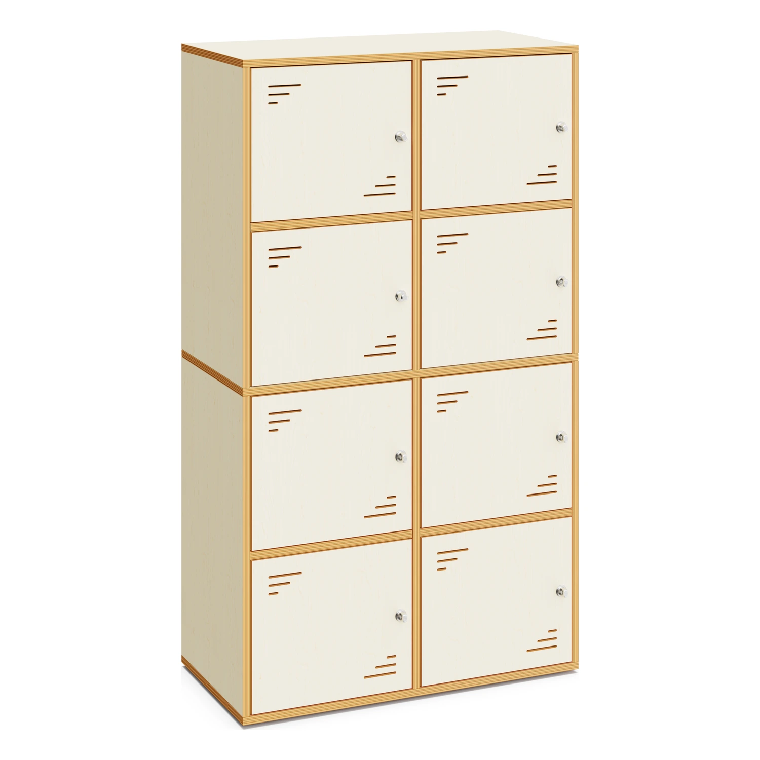 Schließfachschrank LOCKY 2×4 mit 8 Fächern in Ahorn