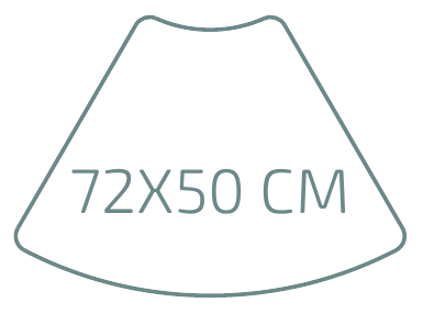 Kontur der Tischplatte mit Katalog-Nennmaß 72 × 50 cm
